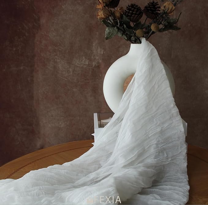 6Pcs White Cheesecloth Table Runner Wedding Bridal Boho Decorations | 35x120 - Image 5