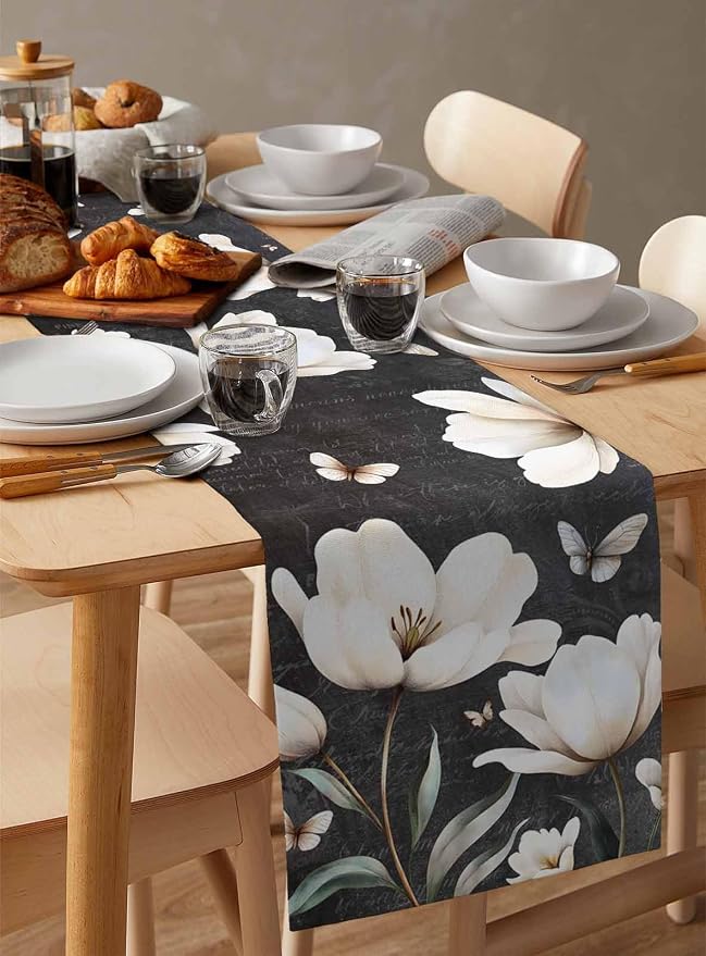 Farmhouse Floral Table Runners 90 Inches Long, Cotton Linen Fabric Table Runner - Image 3
