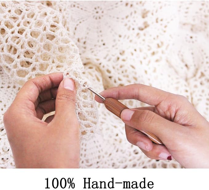 Cotton Handmade Crochet Lace Table Runner Dark Brown 12x60 Inch | Oval - Image 7