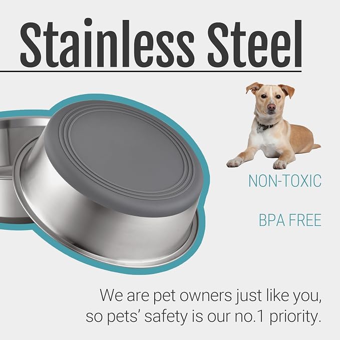 Nonslip Stainless Steel Dog Bowls, 7.6 US Cup, Dishwasher safe, Stackable design - Image 2