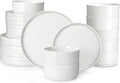 MALACASA 24 Pieces Porcelain Dinnerware Set, Modern White Dish Set by MALACASA