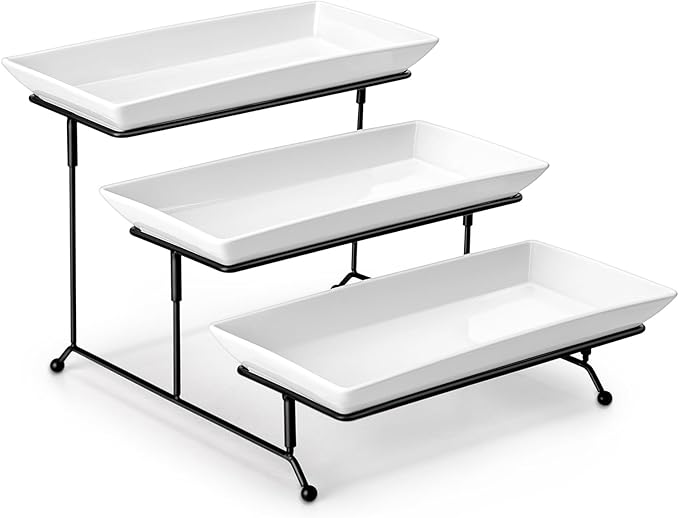 MALACASA 3 Tier Serving Trays for Party, Porcelain Serving Platters and Trays by MALACASA