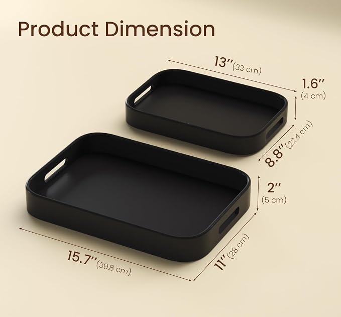 Bamboo Set of 2 Rounded Corners Serving Trays - Image 2