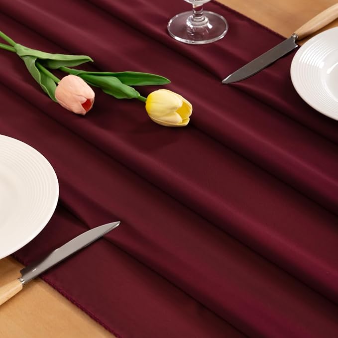 Burgundy Chiffon Table Runner Summer Boho Wedding Birthday Party Decor | 14ft - Image 5