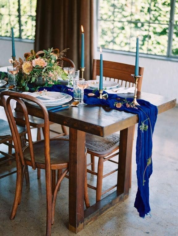 3Pack Royal Blue Cheese Cloth Table Runners, 17x108 inch Sheer Table Runner | - Image 7