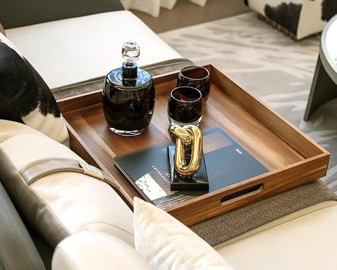 Extra Large Square Wood Tray, Generously 22" Acacia Serving Trays - Image 9