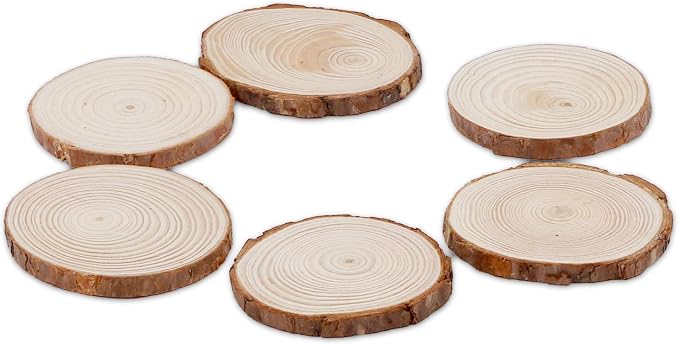 KINJOEK 36 PCS Natural Wood Slices 3.5-4 Inch - Image 3
