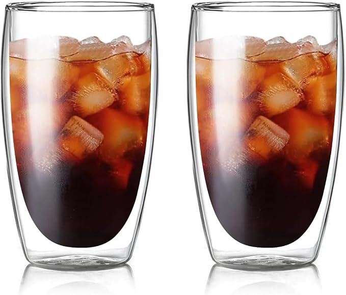 Set of 2 Double Wall Glass Coffee Mugs by Unknown