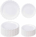50 Pcs White Scalloped Paper Plates 25 × 7'' and 25 × 9'' Disposable White by FALIZIFU