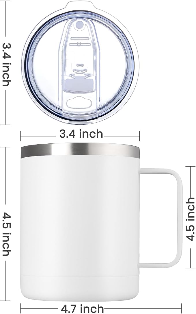 MEWAY 12oz Coffee Mug With Handle 2 Pack Bulk, Stainless Steel Insulated Travel - Image 4