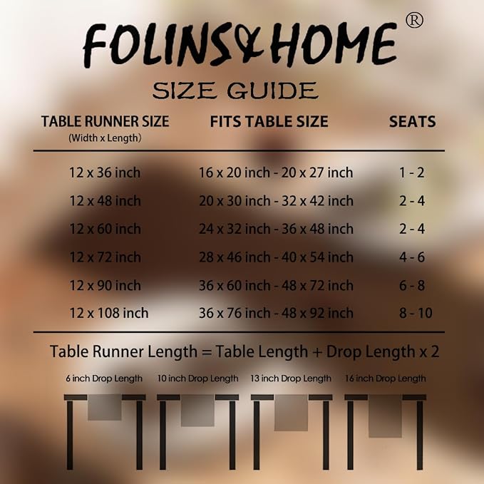 FOLINS&HOME Brown Waterproof Decorative Table Runner 90 Inches Long | 210GSM - Image 6