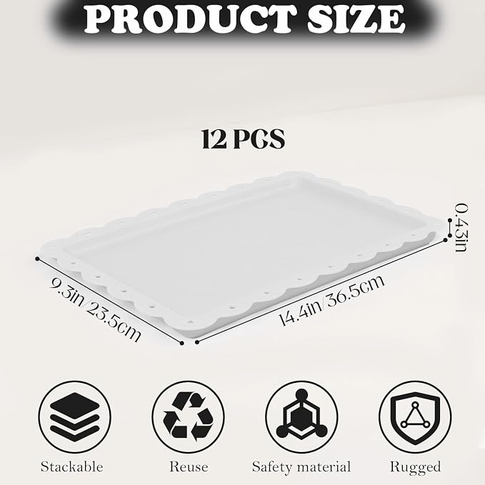 Food Tray, 12 Pack Serving Tray Serving Platter Cookies Dessert Plates - Image 2