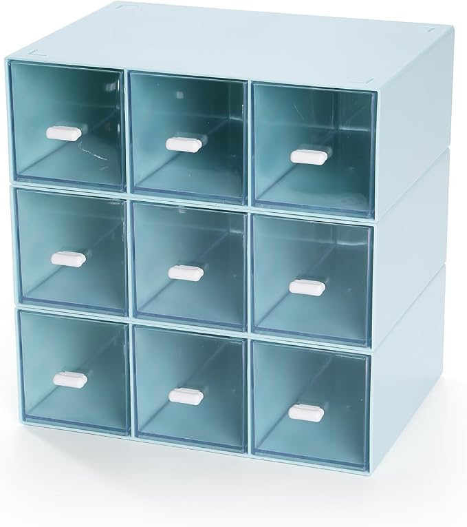 Desktop Organizer With 9 Drawers, Pencil Box, Stationary Organizer | 3 Tiers by OSteedWares