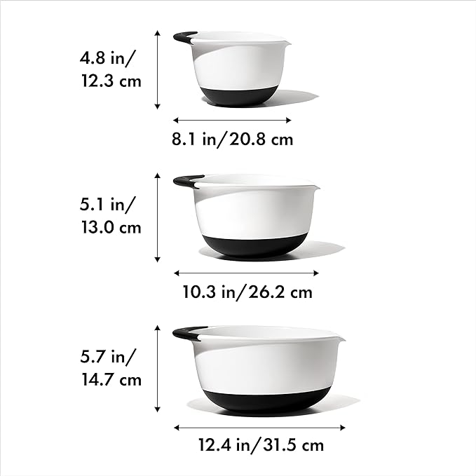 OXO Good Grips 3- Piece Plastic Mixing Bowl Set, 2500 ml - Image 2