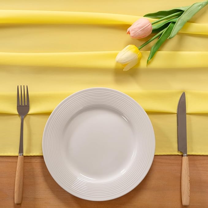 Yellow Chiffon Table Runner Summer Boho Wedding Birthday Party Decor | 10ft - Image 5