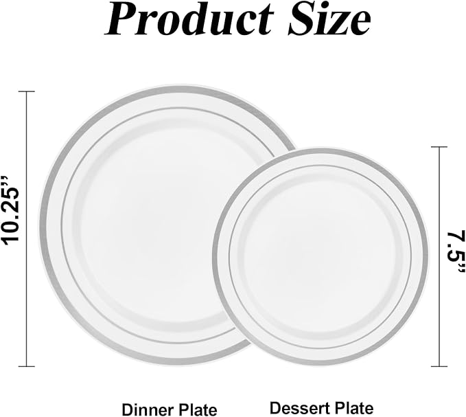 BESTSTAR 100 Piece White Plastic Plates Premium Disposable Plates | 50 Dinner - Image 2