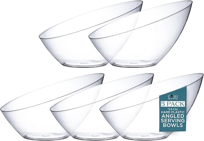 5 Pack White Angled Plastic Serving Bowl Disposable - Image 8