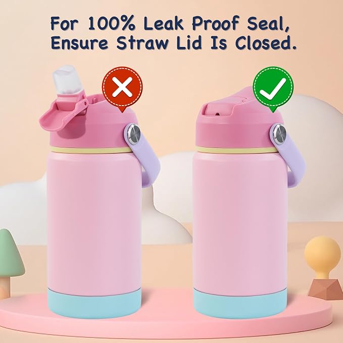 12oz Kids Water Bottle 2 Pack, Stainless Steel Insulated Water Bottle - Image 6