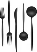 Matte Black Silverware Set 30 Piece, Wildone Stainless Steel Flatware Set by Wildone