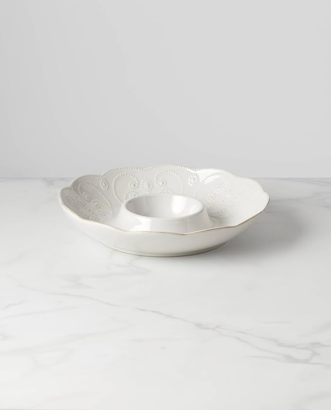 Lenox French Perle White Chip and Dip Tray | dishwasher safe, microwave safe | - Image 2