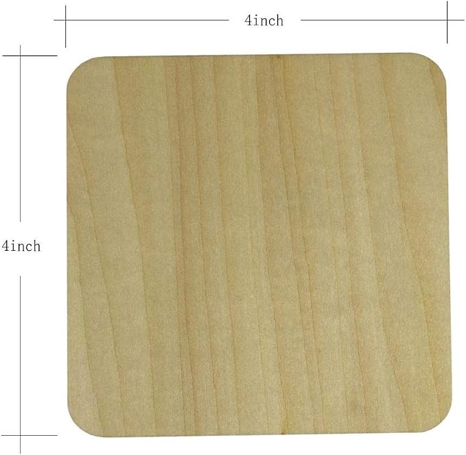 MONKEY SUN 48 Pieces 4 x 4 Inches Unfinished Square Wood Blank Coaster Bulk - Image 3