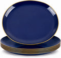 6PCS Oval Blue Plastic Plates by WDF