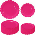 50 Pcs Hot Pink Scalloped Paper Plates 25 × 7'' and 25 × 9'' Disposable Hot by FALIZIFU