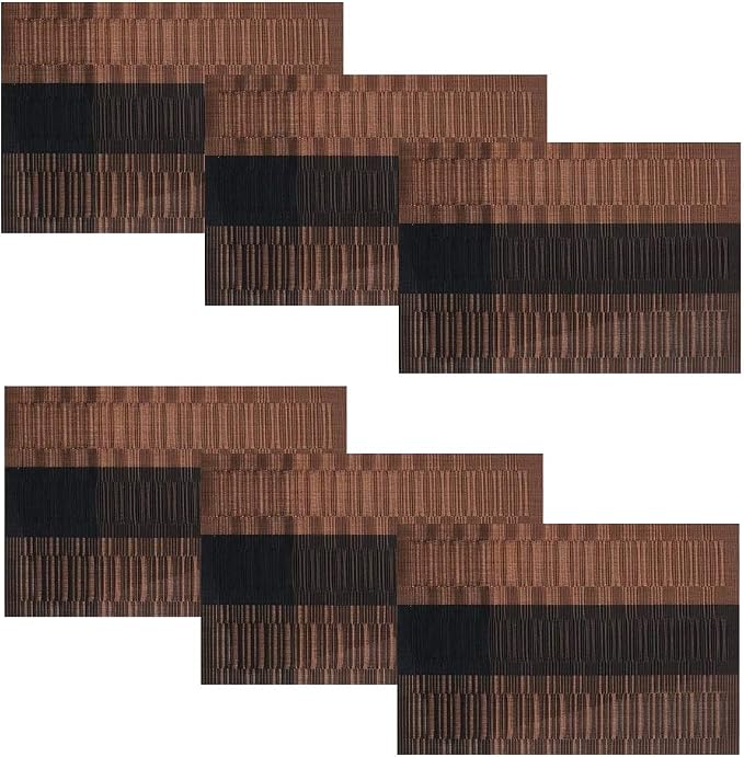 SHACOS Placemats with Table Runner Set of 7 Woven Vinyl Plastic Wipe Clean Heat - Image 6