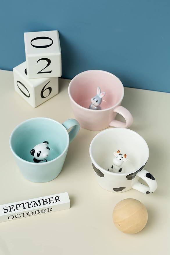 DIHOclub Panda Ceramic Cup Hidden 3D Animal Inside Mug, Cute Cartoon Handmade - Image 9