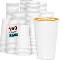 16 oz 160 Pack Disposable Coffee Cups, Bulk White Disposable Paper Cups by COOLCAP