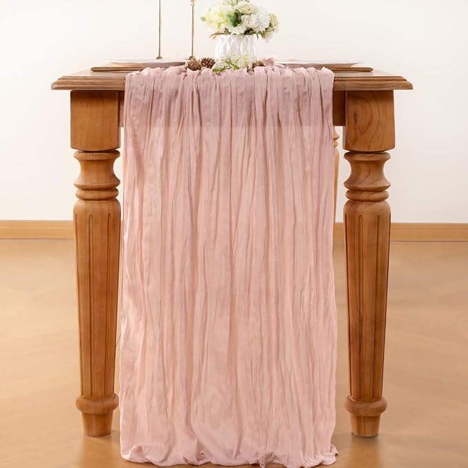Dusty Pink Cheesecloth Table Runner 120 Inches 10 Pack Gauze Table Runner | - Image 2