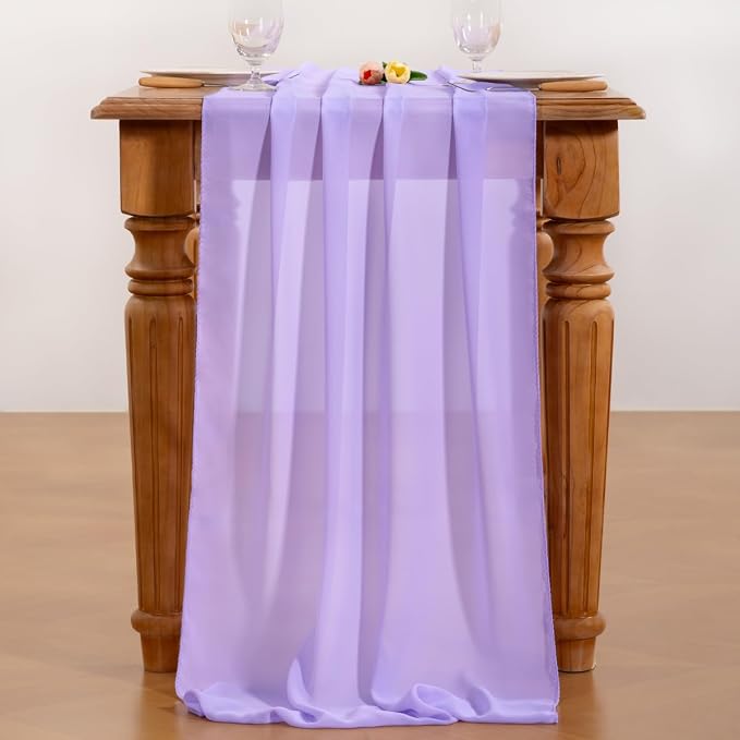 Lilac Chiffon Table Runner Summer Boho Wedding Birthday Party Decor | 14ft - Image 5