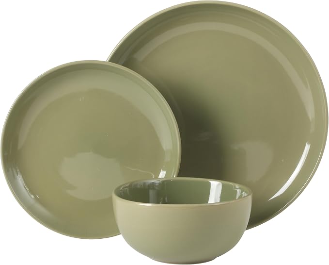 Gibson Home Rockaway 12 Piece Plates and Bowls Matte Outside/Shiny Inside Glaze - Image 5