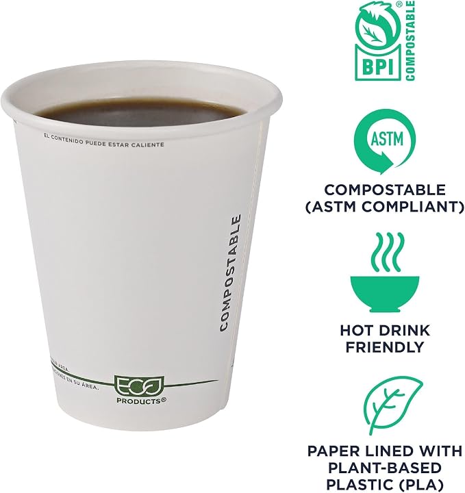 ECO PRODUCTS GreenStripe Disposable Paper Hot Cups, 8 oz, Paper To-Go Cups - Image 4