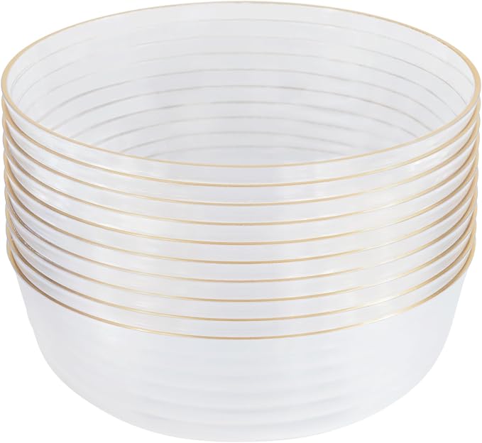 PLASTICPRO [30 Pack 6 OZ Bowls Edge Collection Clear by PLASTICPRO