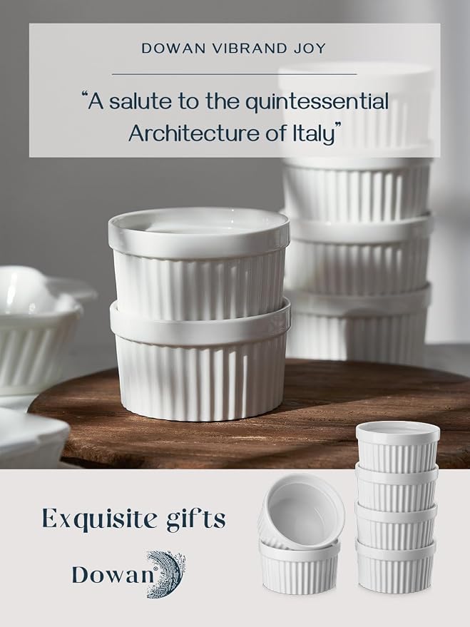 DOWAN Ramekins 10 oz Oven Safe for Creme Brulee, Porcelain Souffle Dishes - Image 7