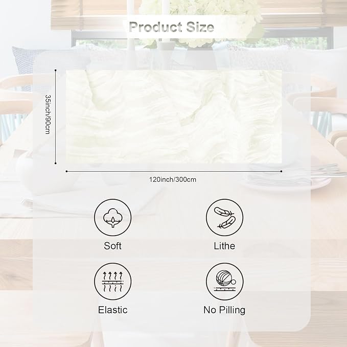 10 Pack White Cheesecloth Table Runner 35x120 Inch 10Ft Rustic Gauze Cheese - Image 4