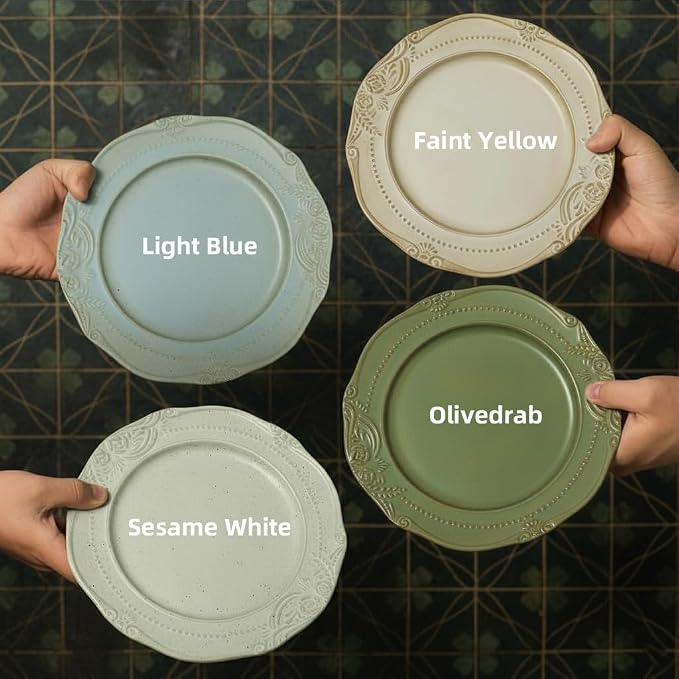 salad plates set of 4, 10.5 inch Reactive Glaze Stoneware Dinner Dish Set - Image 4