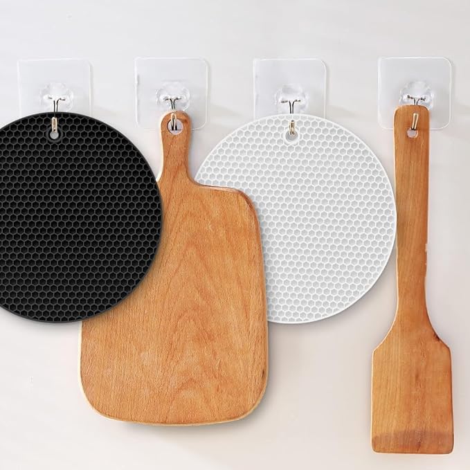 homEdge Silicone Round Trivets, 6 Pack Heat Resistant Non Slip Pot Holders-Black - Image 8