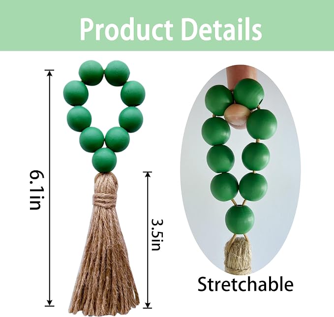 Napkin Rings Set of 12, Wooden Bead Elastic Tassel Napkin Ring | Tassel Napkin - Image 4