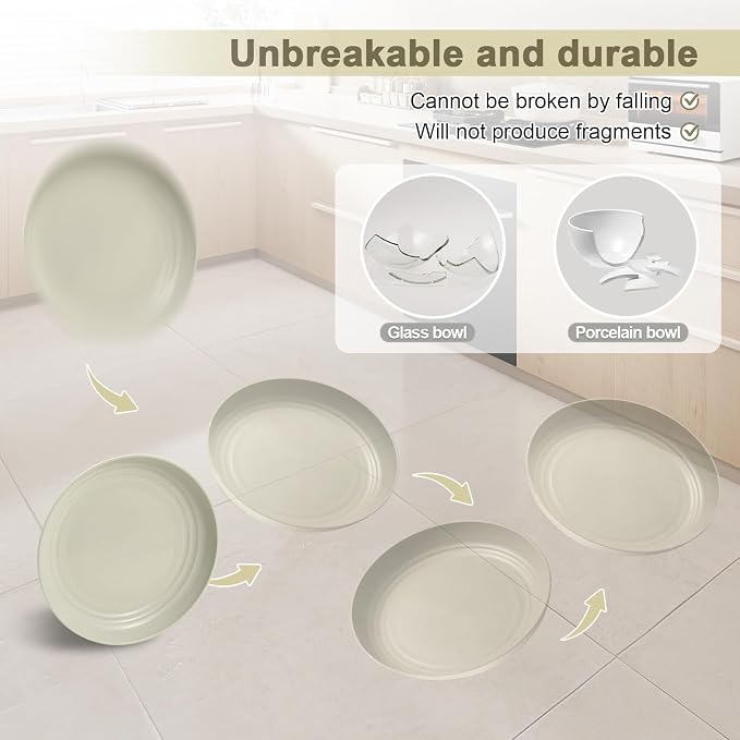 HEYCOME 12 Pcs Unbreakable Deep Dessert Plates Set, 8 inch Reusable Plastic - Image 5