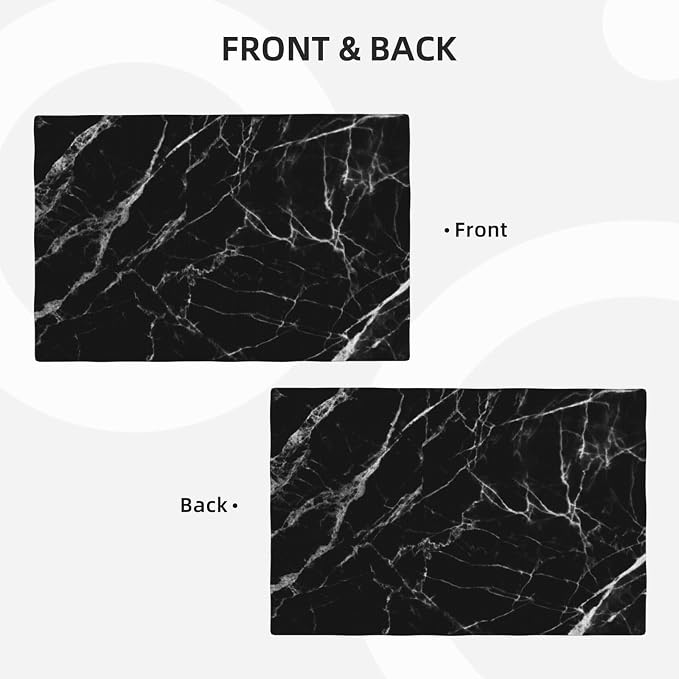 Fiokroo Black with White Marble Placemats Set of 4 Table Mats Table Tableware - Image 8