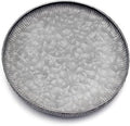 Funerom 9.8 inch Small Round Galvanized Metal Tray Decorative Tray Corrugated by Funerom