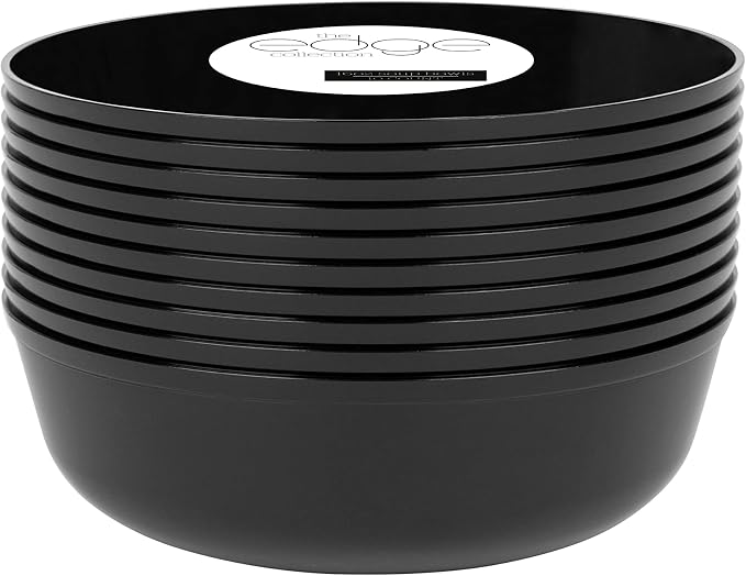 Edge Collection Black Plastic Party Bowls Premium heavyweight Elegant - Image 5