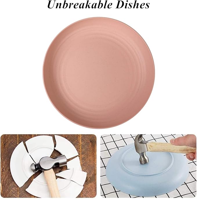 CAMBUY Wheat Straw Plates 4 Pack 10 Inch Extra Large Plate Set | Unbreakable - Image 6