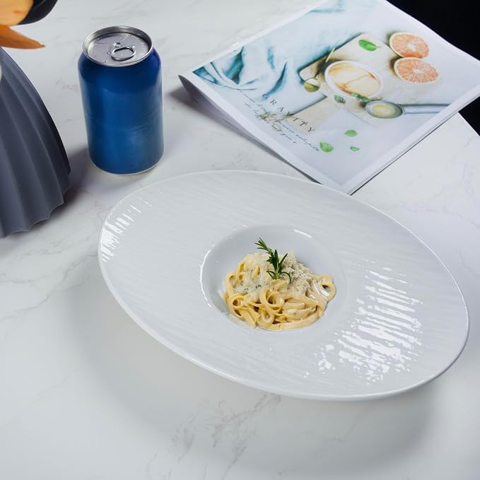 Soup Plates Fine Soup bowls Set of 4, 10.5 Inch Ceramics Oval Rimmed Small - Image 5
