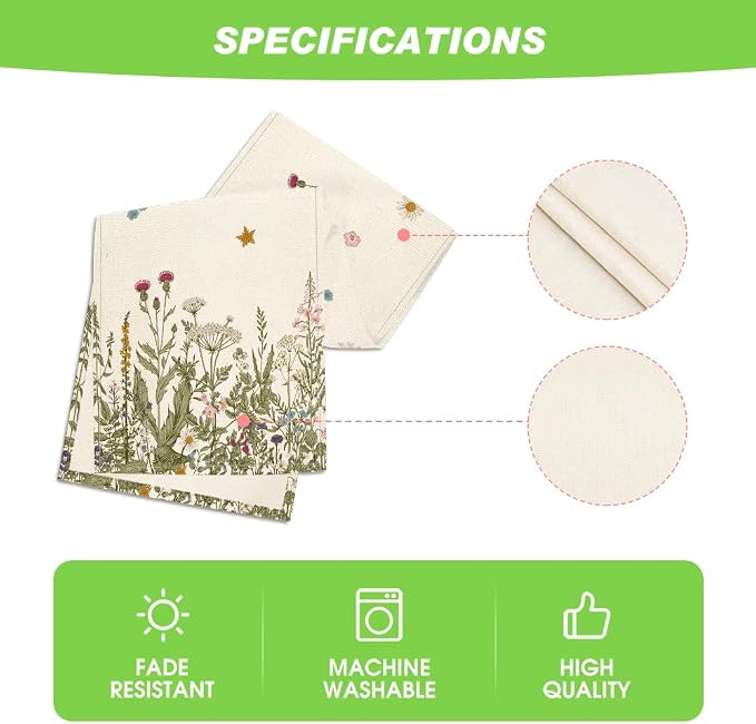 Artoid Mode Antique Herbs and Wild Flowers Summer Table Runner, Spring Fall - Image 5