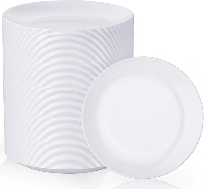Nervure 100Pcs White Plastic Plates by Nervure