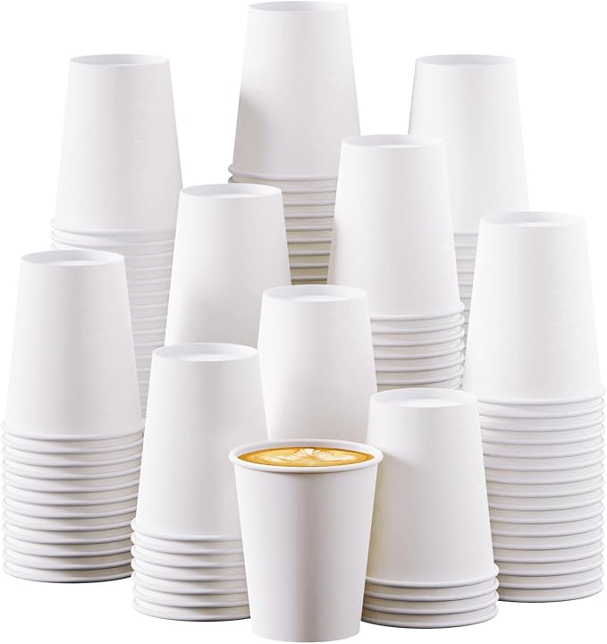 Turbo Bee 10 oz Disposable Coffee Paper Cups, 270 Pack Hot Drinking Cups by TurboBee