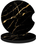 2pcs Black Marble Pattern Car Coasters, Absorbent Universal neoprener Cup by Unknown